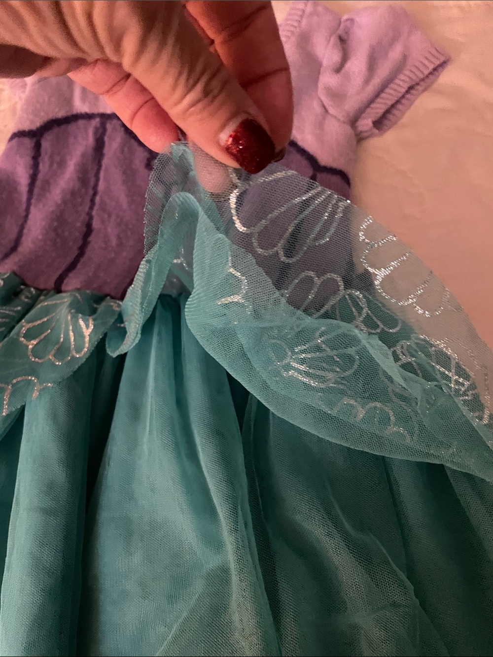 Ariel Princess 4T Disney Girls Purple & Teal Mermaid Shell Dress Costume - Picture 5 of 7